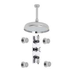 Hudson Reed - Beaumont Thermostatic Shower System, Ceiling Apron & Round Jet Sprays - Showerheads And Body Sprays