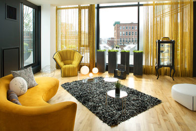 Trendy living room photo in Boston