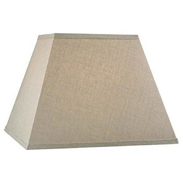 Beige Linen Square Mission Style 12" Nickel Plated Washer Fitted Lampshade