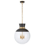 Visual Comfort - Lucia Pendant, 4-Light, Matte Black, Gild, Clear Glass, 18"W - This beautiful pendant will magnify your home with a perfect mix of fixture and function. This fixture adds a clean, refined look to your living space. Elegant lines, sleek and high-quality contemporary finishes.Visual Comfort has been the premier resource for signature designer lighting. For over 30 years, Visual Comfort has produced lighting with some of the most influential names in design using natural materials of exceptional quality and distinctive, hand-applied, living finishes.