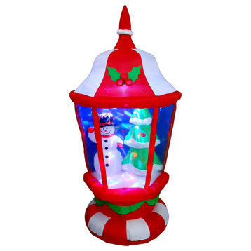 Christmas Lantern With Snowmen and Christmas Trees, 6'