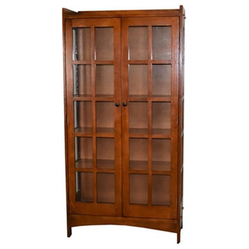 Crafters and Weavers Arts and Crafts 39" Solid Wood China Cabinet in Cherry