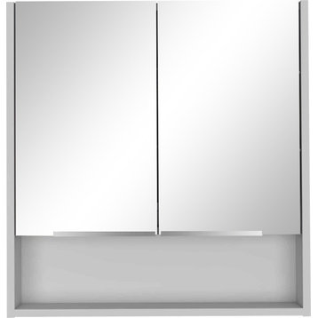 Ozark 24" Medicine Cabinet with Mirror, 3 Inner Shelves, and Open Shelf, White