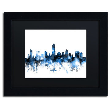 "Austin, Texas Skyline II" Matted Framed Canvas Art by Michael Tompsett