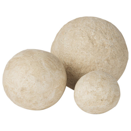 Sunita Set of 3 Beige Paper Mache Orbs