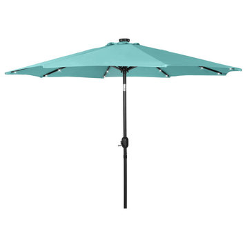 WestinTrends 9Ft Outdoor Patio Solar Powered LED Light Market Table Umbrella, Turquoise