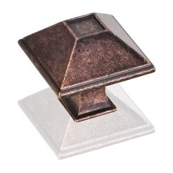 Jeffrey Alexander Tahoe Rustic 1-1/4" Square Knob - Dark Machined Antique Copper