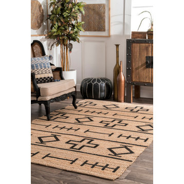 nuLOOM Hand Tufted Jute Cotton Barry Area Rug, Natural, 2'6"x6'