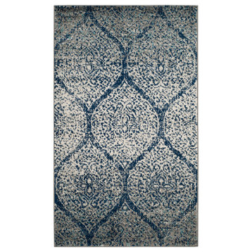 Safavieh Madison Collection MAD604 Rug, Navy/Silver, 3' X 5'