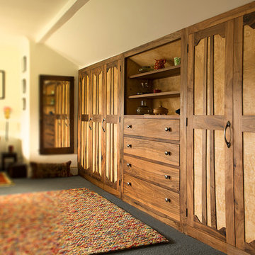 Walnut and ash burr bedroom wardrobe