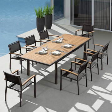 Heck Extendable Teak Outdoor Dining Set for 8 Person, Aluminum, by HIGOLD