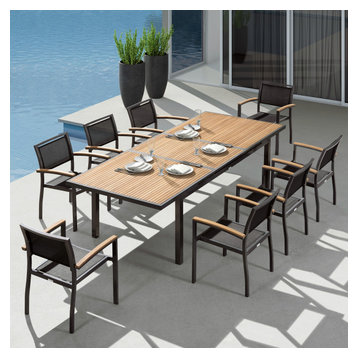 teak and metal outdoor dining table