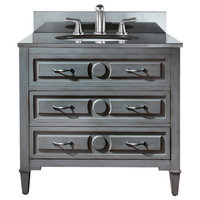 Avanity Kelly 37" Vanity, Grayish Blue Finish, Black Granite Top