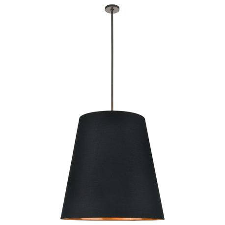 Calor Pendant Light, Urban Bronze/Black Linen/Gold Parchment Shade, 30"Dx30"H