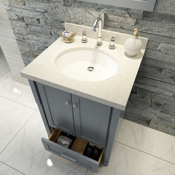 Ace 25 inch Single Sink Bathroom Vanity Set in Grey Finish - Bathroom Vanities And Sink Consoles