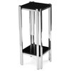 Small Stainless Steel Pedestal Stand With Tinted Black Glass Top and Under Tier