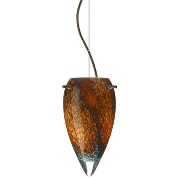 Juli 1 Light Pendant, Bronze, LED, Ceylon Glass