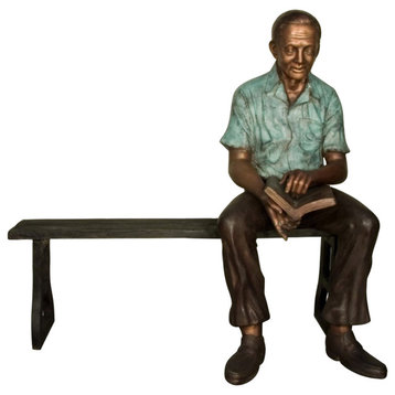 Man Reading on a Bench, 53" Design Sculpture