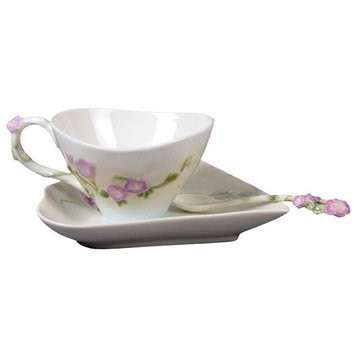 Morning Glory Coffee Set With Spoon, Home Accent, Fine Porcelain