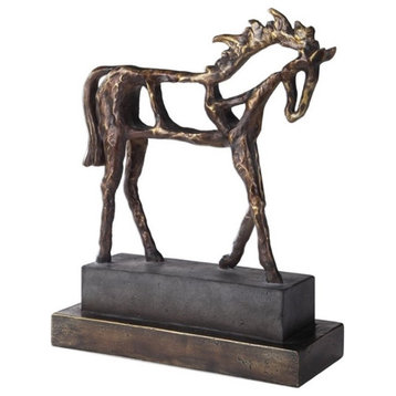 Uttermost Titan Farmhouse Polyresin Horse Sculpture in Antique Bronze