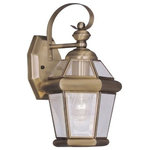 Livex Lighting - Livex Lighting 2061-01 Georgetown - One Light Outdoor Wall Lantern - Shade Included: YesGeorgetown One Light Antique Brass Clear  *UL: Suitable for wet locations Energy Star Qualified: n/a ADA Certified: n/a  *Number of Lights: Lamp: 1-*Wattage:60w Medium Base bulb(s) *Bulb Included:No *Bulb Type:Medium Base *Finish Type:Antique Brass