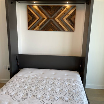 Custom Built Vertical Queen Size Murphy Bed with Desk Combo, Two-Tone Finish