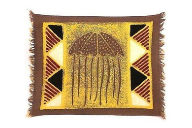 Handpainted Grey Jellyfish Batiked Placemat - Tonga Textiles