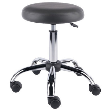 Winsome Clyde 25.6"H Adjustable Faux Leather Swivel Stool in Charcoal/Chrome