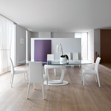 Orbital Extension Table - Transparent Extraclear Tempered Glass Top - Glossy Opt