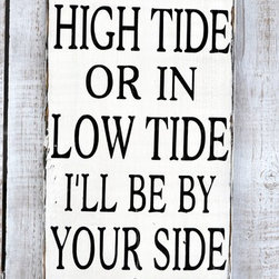 Rustic Beach Decor Wall Sign, Nautical Theme, High Tide Sign, Anchor - Novelty Signs