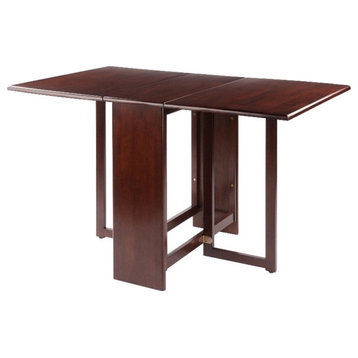 Winsome Clara Double Drop Leaf Transitional Solid Wood Dining Table in Walnut