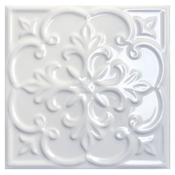 White Victorian Style Patchwork (6 design) Tile 20 x 20 cm, 1 m²