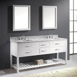 Abodo 72 inch Bathroom Vanity White Finish Solid Oak Wood - Bathroom Vanities And Sink Consoles