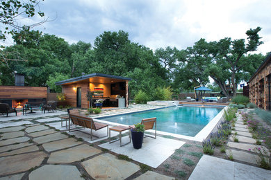 Example of a trendy pool design in Albuquerque