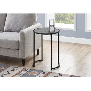 Accent Table, Side, Round, End, Nightstand, Lamp, Bedroom, Metal, Gray