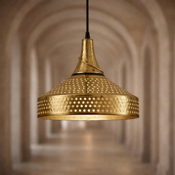 Brass dome ceiling light