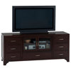 Jofran Vienna Media Unit with 7-Drawers and 2 Glass Doors in Espresso