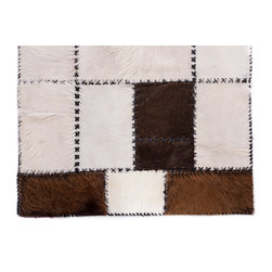 Unique Handmade Cowhide Patchwork Hallway Runner, Brown White, 6'7"x2'7" - Hall And Stair Runners