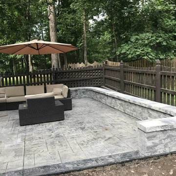 Clifton stamped concrete with a block seating wall