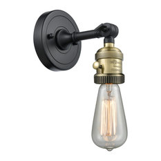 1-Light Bare Bulb 4.5" Sconce With a "High-Low-Off" Switch, Black Antique Brass