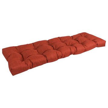 60"X19" Tufted Solid Outdoor Spun Polyester Loveseat Cushion, Cinnamon