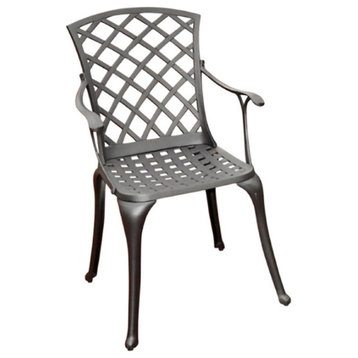 Crosley Furniture Sedona 18.5" Aluminum Dining Arm Chair in Black (Set of 2)