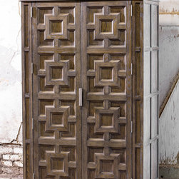 Rustic White Oak Armoire - Furniture