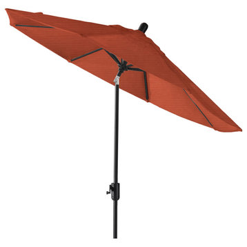 9' Round Push Tilt Market Umbrella, Black Frame, Sunbrella, Terracotta