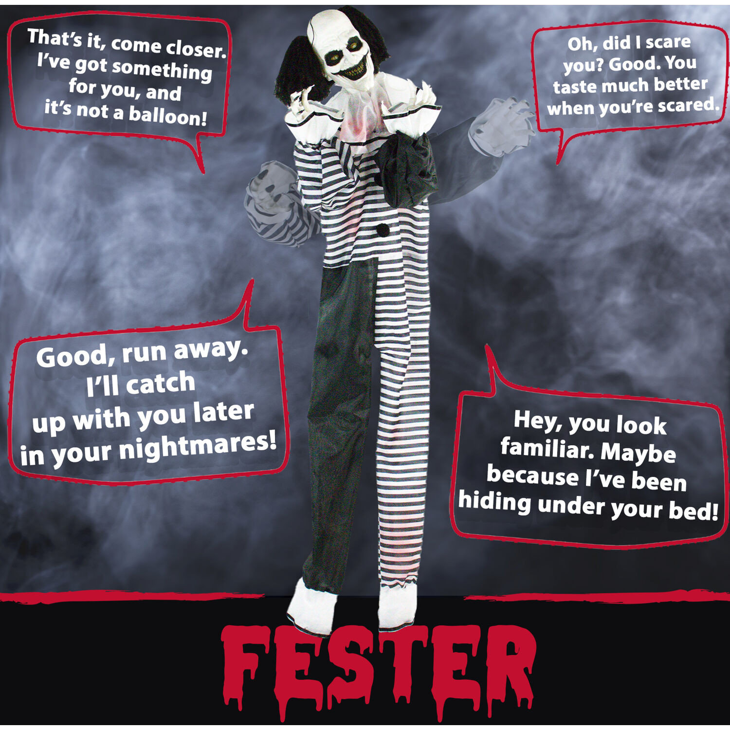 Life-Size Animatronic Clown, Indoor/Outdoor Halloween Decoration