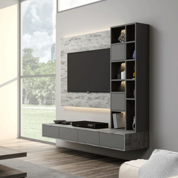 Corner TV Dust Grey Gloss High Modern Living Room | Inspired Elements