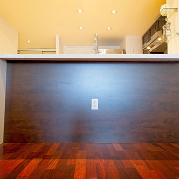 Condo Kitchen with waterfall peninsula