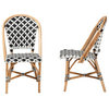 Baxton Studio Ambre French Black and White Weaving Natural Rattan Bistro Chair