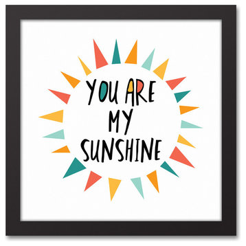 You Are My Sunshine Bright Tones Design 12x12 Black Framed Canvas