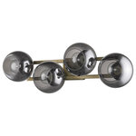 Trend Lighting - Lunette 4-Light Aged Brass Sconce - Add mid-century modern style to your home with the Lunette collection of lighting.  An aged brass finish combines beautifully with gorgeous, smoked handblown glass shades.  Lunette will pair nicely with bold color palettes.